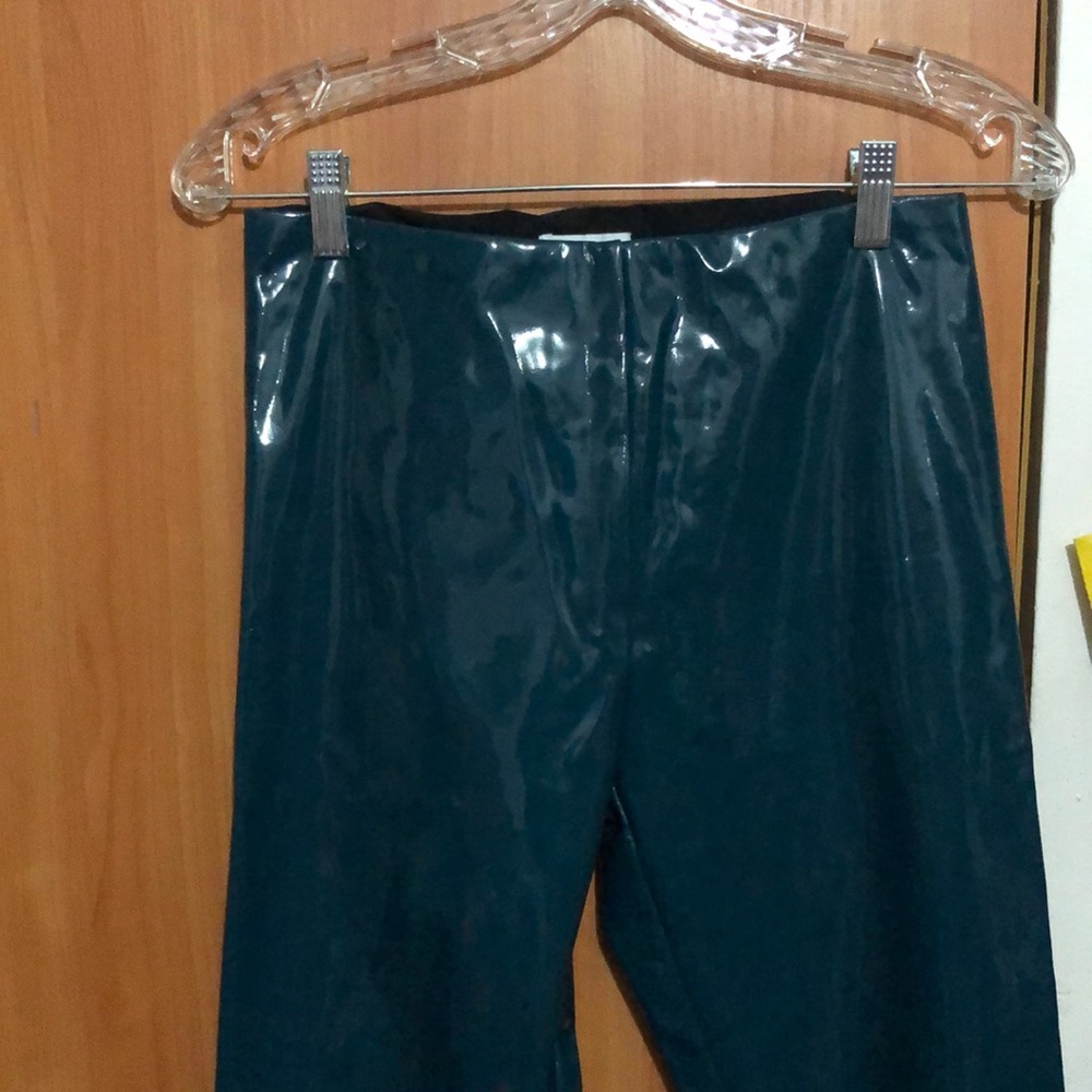 Teal color latex pants